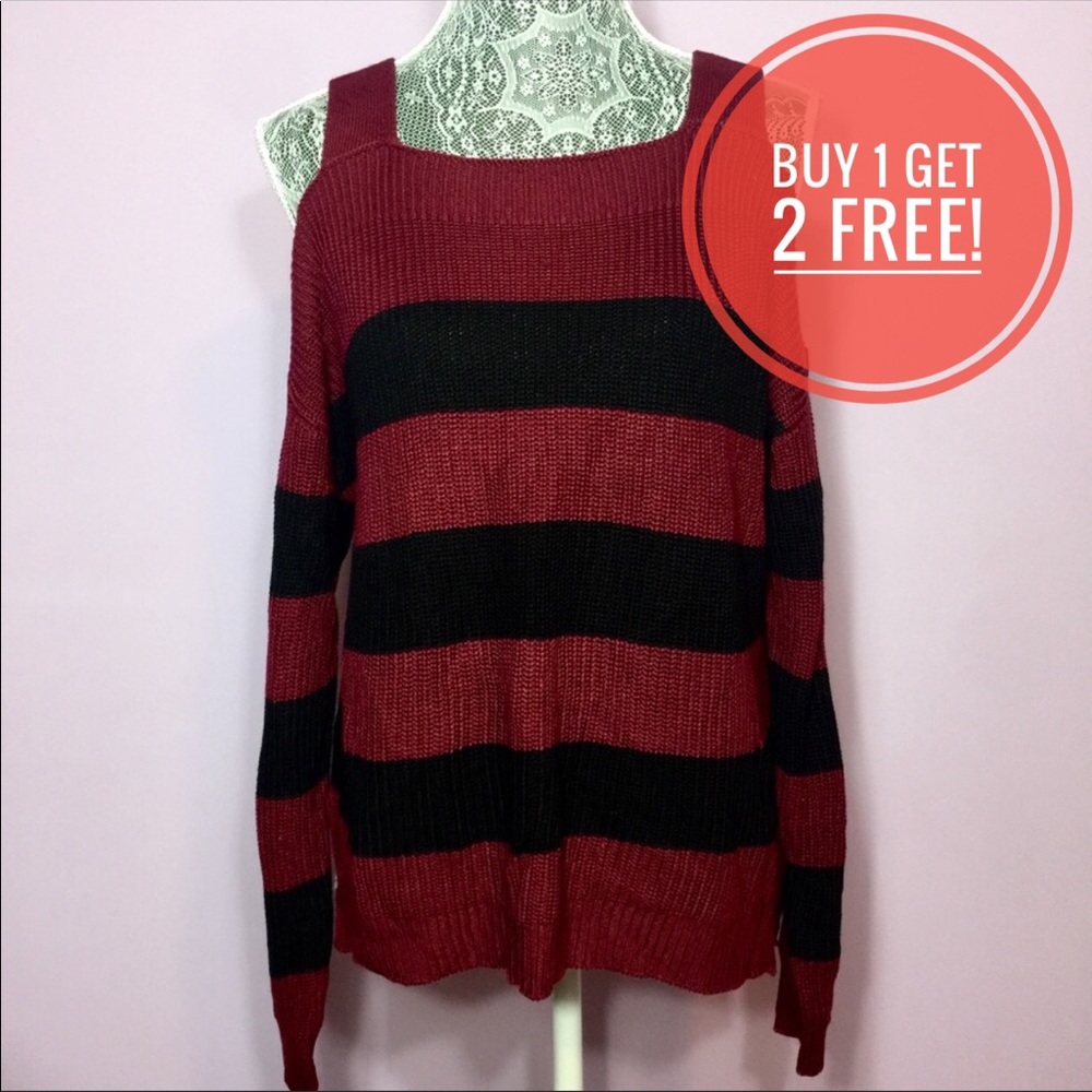 Hooked Up by I.O.T Cold Shoulder Sweater